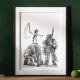 black and white art print of david and goliath.  Standing on your past victories.  